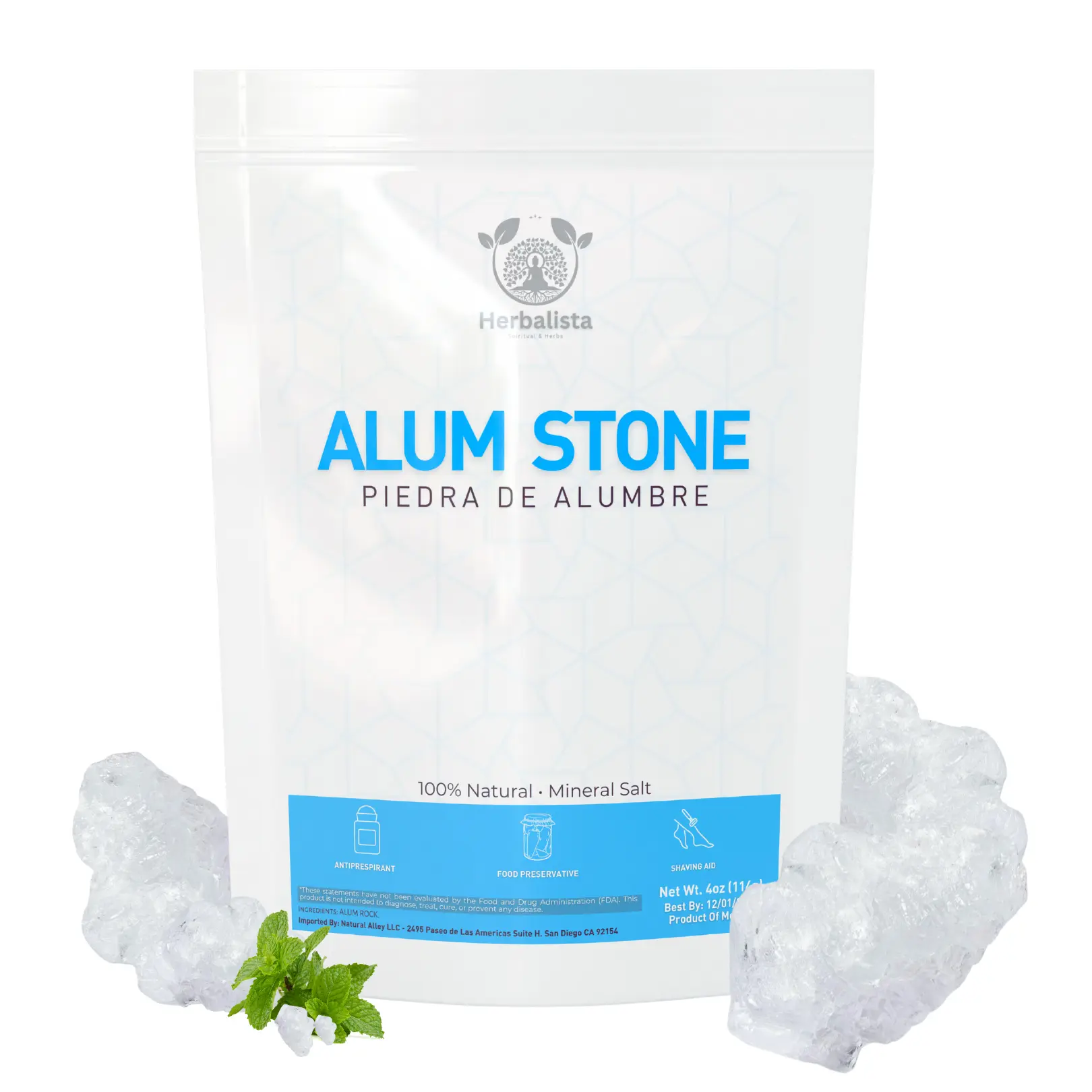 Premium Large Alum Stone 4 oz (114g) - Natural Crystal Body Care & Healing | Multi-Purpose Shaving Stone for Skin Care & Healing | Piedra de Alumbre