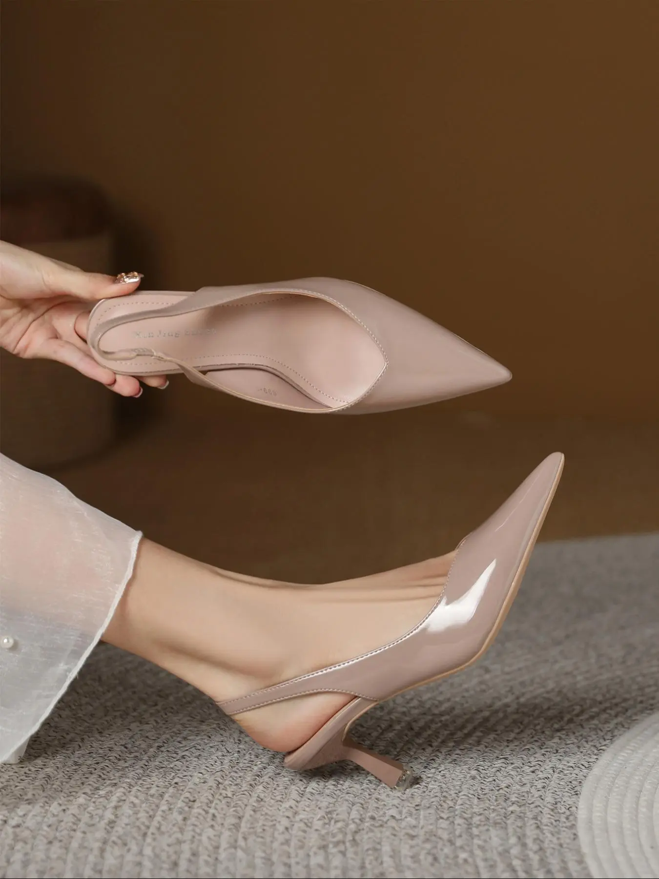 Women's Fashionable Solid Color Pointed Toe High Heel Shoes, Elegant Minimalist Slingback Shoes for Daily Wear, Lightweight Breathable Comfortable Shoes for Women & Girls, Classy Stiletto Heels, Slingback Pumps, Elegant Heeled Shoes, Elegant Stilettos