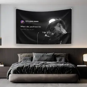 StyleNest Interior Lil Peep Rapper Tweet Tapestry 60x40 Inches UV Resistant Flag Banner When I Die You'll Love Me Wall Hanging Decor for Bedroom College Dorm Frat Beach Living Room