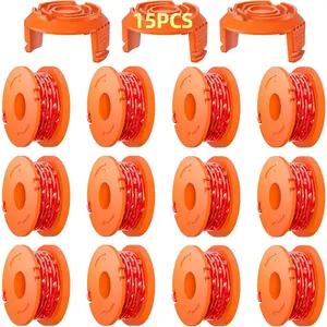 15 Pack WA0010 Replacement Trimmer Line Spool Compatible with Worx, 120ft .065 inch, Compatible with Worx String Trimmers (12 Line spools+3 Cap)