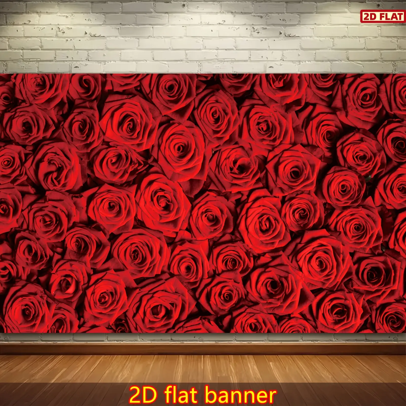 2D Flat Banner, 1pc Banner, red rose Backdrop flowers rose wall photo background valentine's day Backdrop Wedding bridal shower photo booth mother's day birthday Party dessert table Banner lovers portraits props