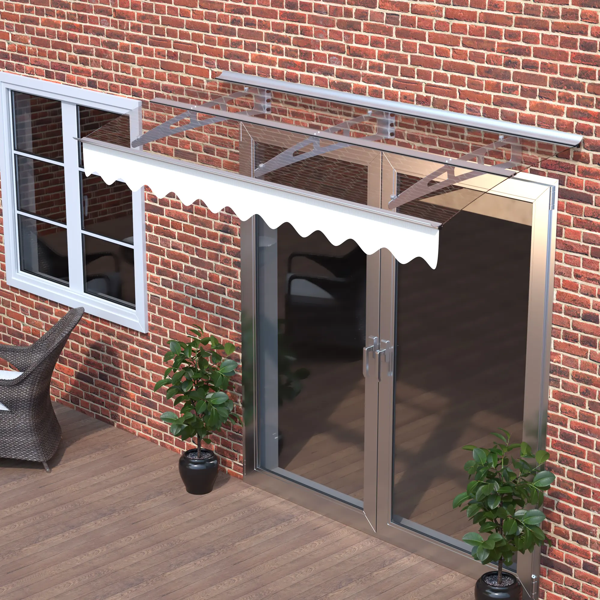 Door Window Awning Canopy 79"W x 34"D Crystal Solid Polycarbonate Sheet Aluminum Alloy Valance for Masonry Concrete Wall House Entry Door Cover Sun Shade Protection, Home Furniture and Household Product Search Terms for US Online Shopping