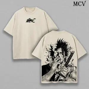 Yami Sukehiro x Black Bulls Black Clover Anime Double Printed Vintage Washed Tee Unisex Oversize Heavyweight Cotton T-shirt for Anime Fans and Love.
