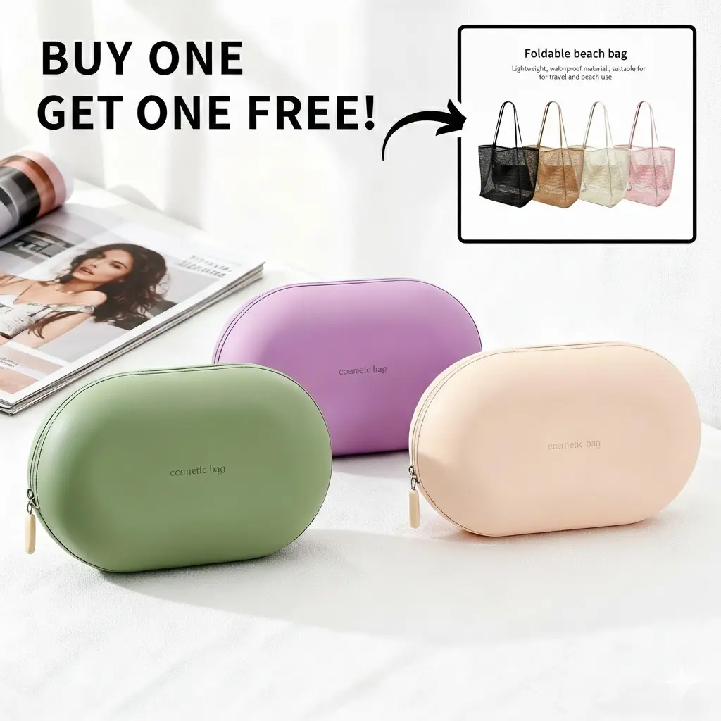 Buy 1 Get 1 Silicone Storage Pouch - Waterproof, Leak-Proof Storage Bag, Makeup Pouch for Purse, Cosmetic & Travel Toiletry Organizer for Skincare, Home Use, Leak-Proof Storage Bags