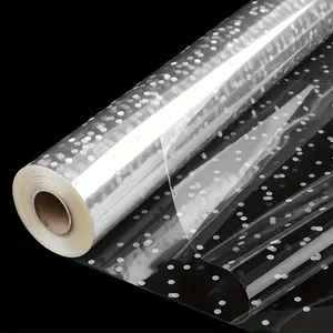 1 roll of wide clear cellophane wrapping roll with irregular white dots, 40cmx10m (15.75x393.7in) clear thickened cellophane roll, gift basket wrapping cellophane film, Bouquet wrappers, suitable for baskets, bouquets, gifts, holiday celebrations