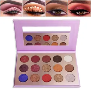 Purple Eyeshadow Palette，QIUFSSE 15 Colors Eye Shadow Pallete Sets Highly Pigmented Matte Glitter Colorful Long Lasting Blendable Dream Purple Pink Dark Red Violet Makeup Pallet for Women Christmas Halloween springtok