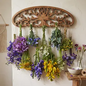 Rustic Herb Drying Rack Hanging - Artistic Life Tree Design for Kitchen Witches & Gardeners - Holds 11 Bouquets - Saving Space Herb & Flower Dryer - Gift for Crafters - Wall Art Décor