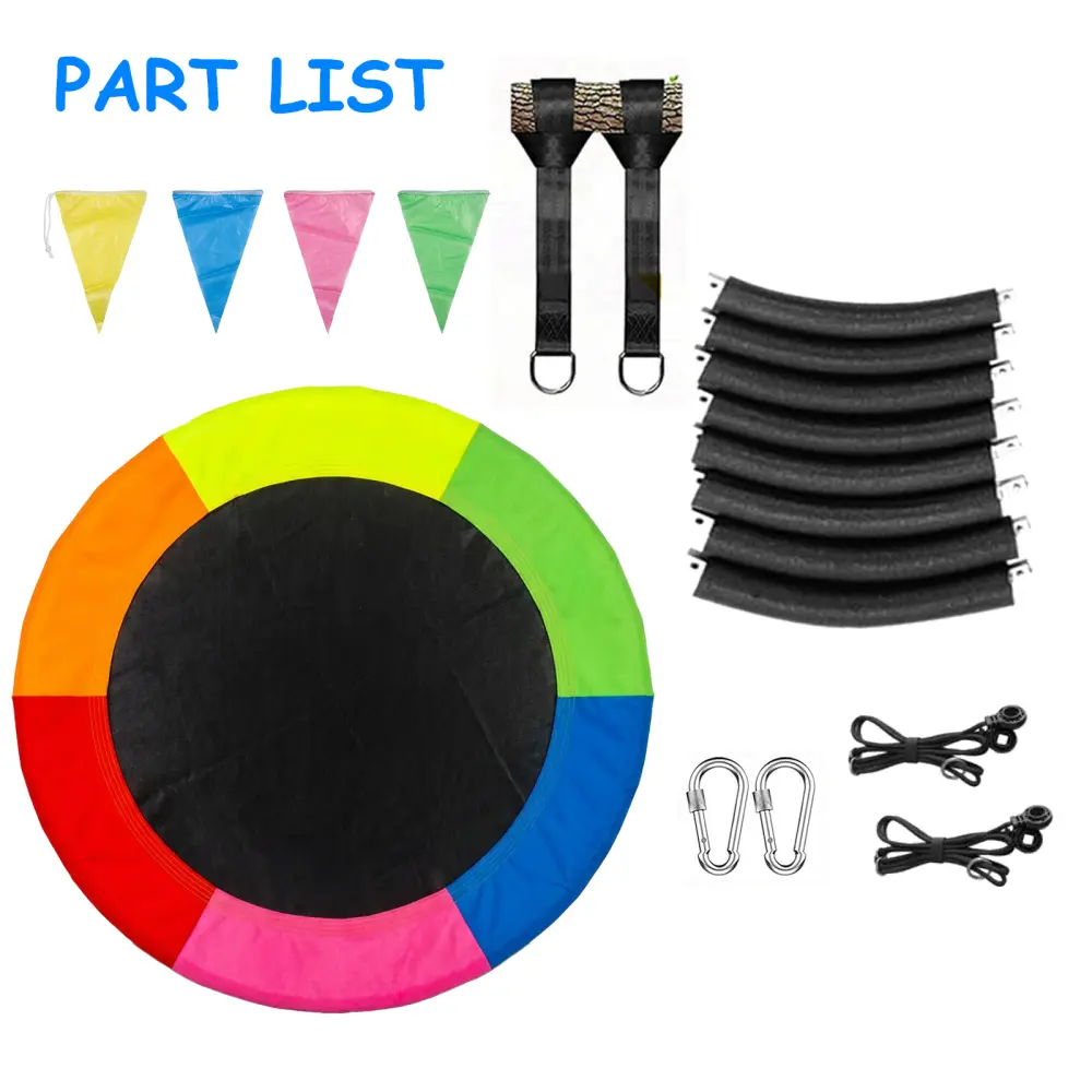 600lbs Saucer Tree Swing for Kids, 40 Inch Large Round Platform Swing for Backyard, Heavy Duty Flying Saucer Net Swings Toy with Hanging Straps & Flags, Rainbow