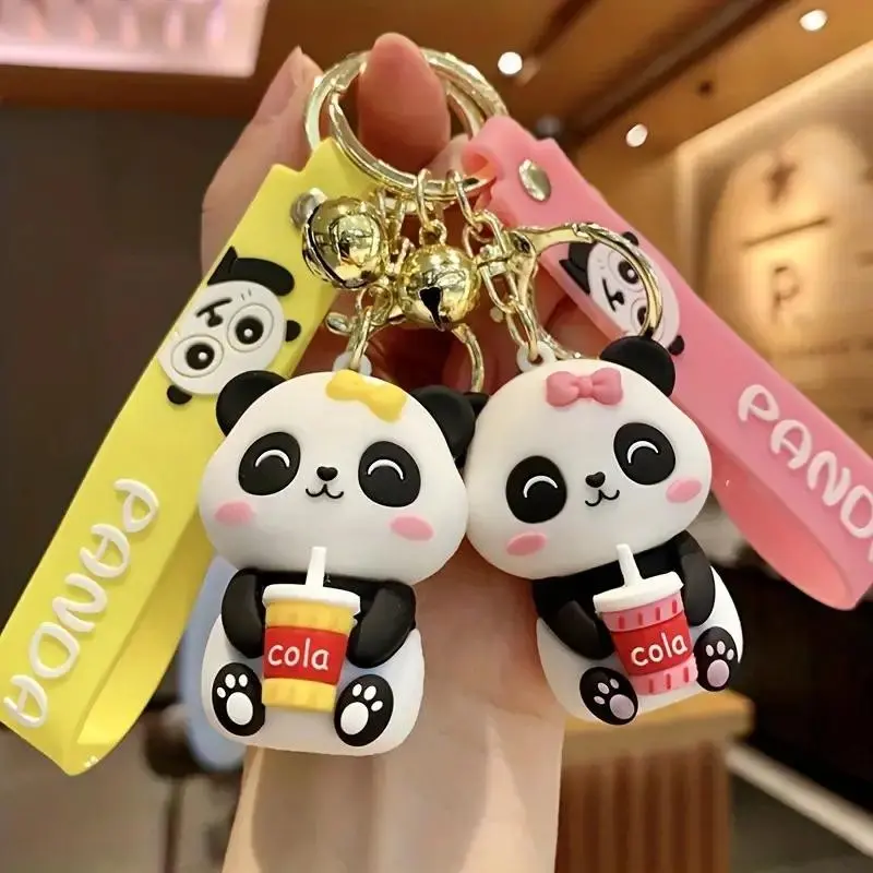 Cute Cartoon Panda Keychain Set, Animal PVC Doll Key Chain Ring, Bag Backpack Decoration, Car Key Pendant, Cute Keychains for Car Keys, Suitable for Women Daily Use