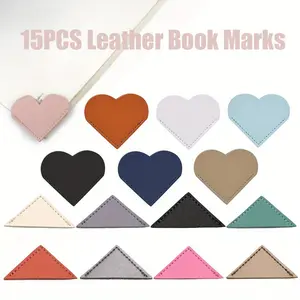 15Pcs Retro Leather Bookmark Triangle Heart Corner Page Book Marks for Book Lovers,Student,Reader,Computer & Office Equipment