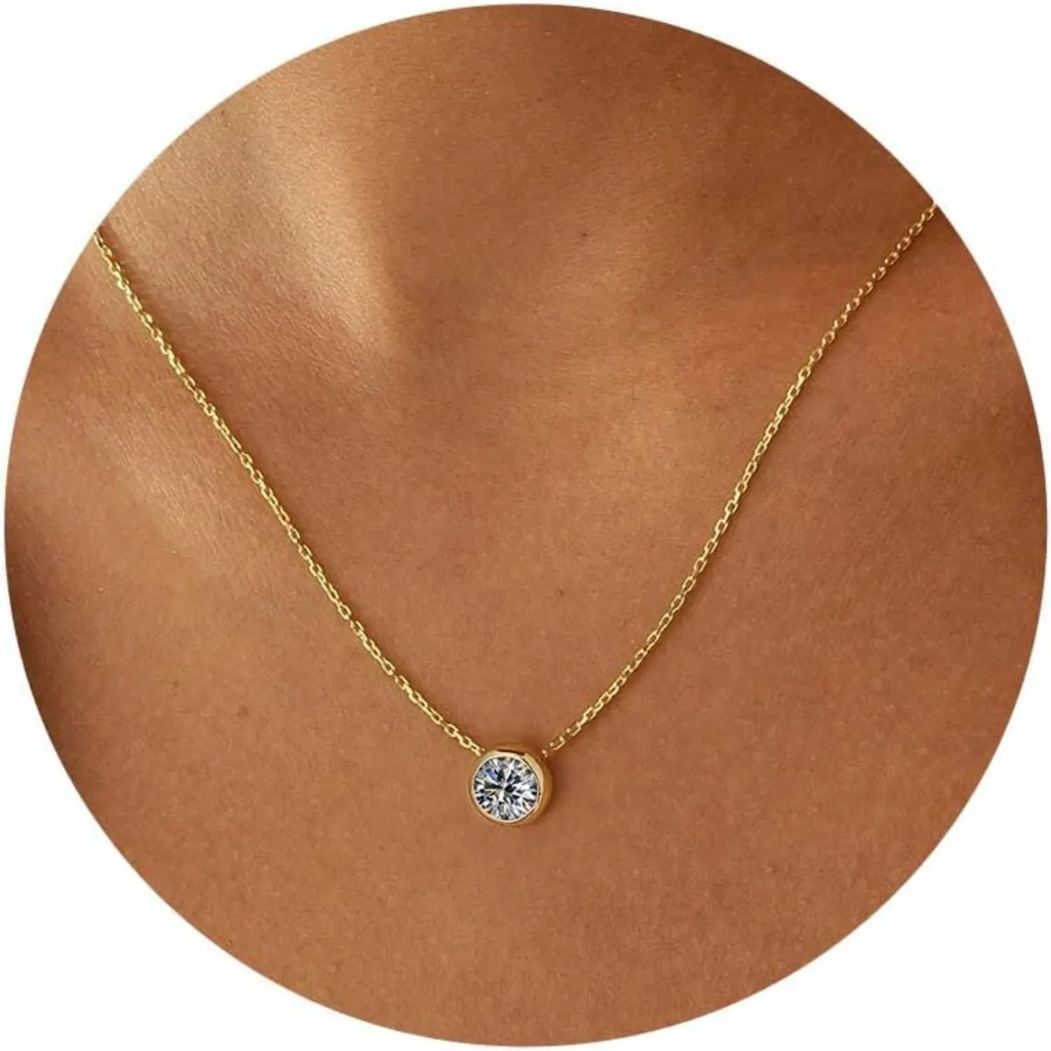 Trendy Birthstone Necklace for Women, Dainty 14K Gold Plated Red Blue Green Diamond Emerald Birthstone Necklace 12 Month Birthstone Jewelry Birthday Gifts for Women Teen Girls