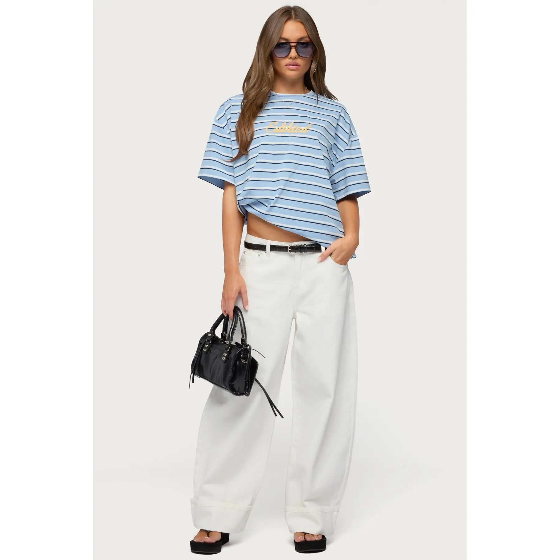 Chill Girl Striped Oversized T Shirt