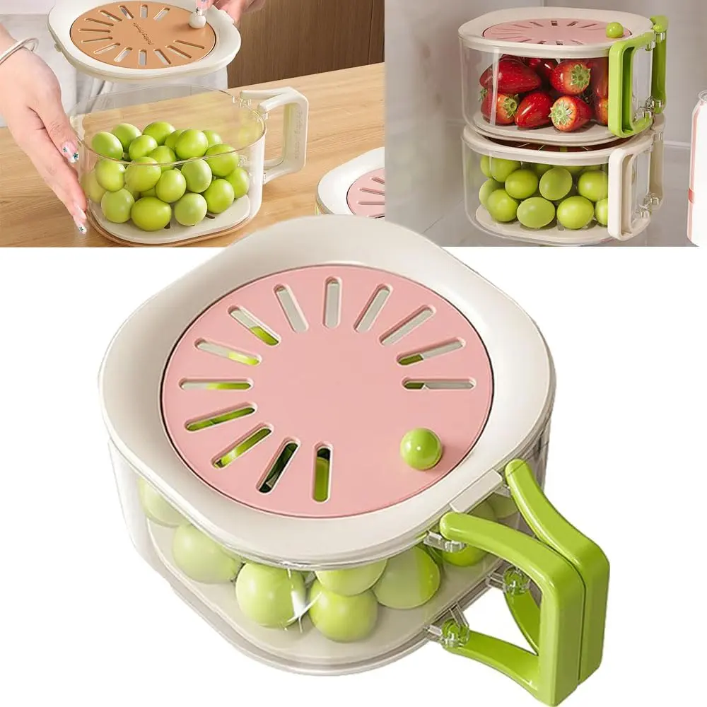 2-in-1 Kitchen Colander & Storage Basket Set - Multifunctional Fruit Vegetable Washing Bowl with Strainer, Lid, Handle, Kitchen Accessories, Strainer Container Set Sieves and Colanders for Home Use