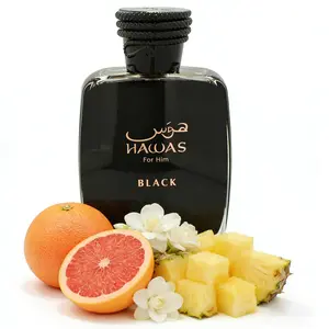 Hawas Black Eau de Parfum Spray by Rasasi for Men 3.39 oz (100ml) - Long Lasting Aquatic Woody Fragrance