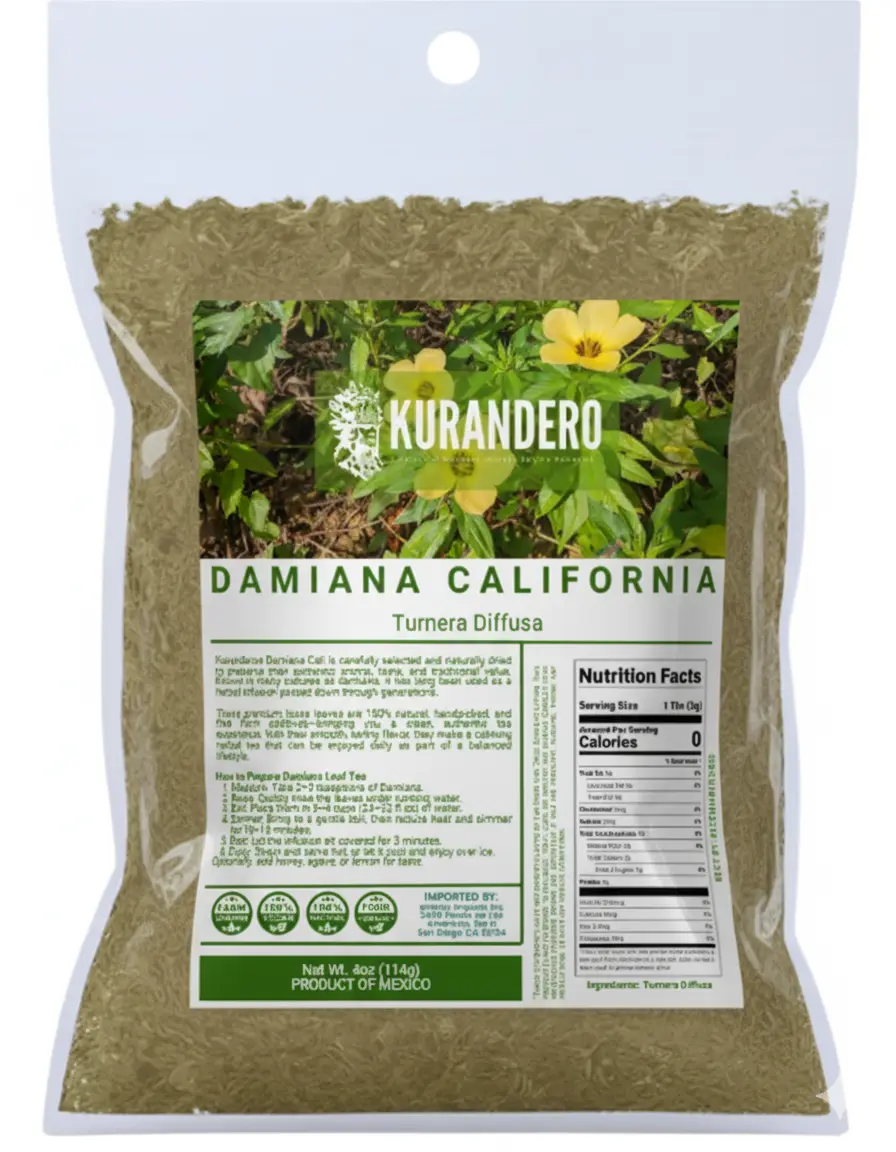 Kurandero - Damiana — Hand-Harvested • Small-Batch • Gentle, Herbaceous Aroma • Loose Leaf • No Additives • Great for Blends & Rituals • 113 g / 4 oz