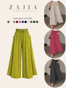 Women's Fashionable Dot Skirts & Pants, Skort, Drawstring High Waist Bottoms, Trendy Wide Leg Design, Perfect for Daily Wear, Comfortable & Stylish for Every Occasion