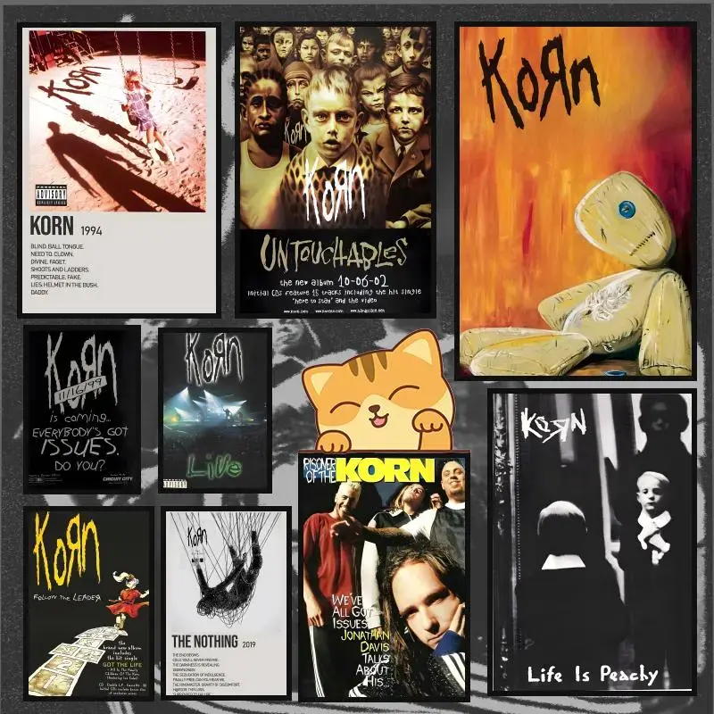Korn Rock Band Music Poster Anime Movie Music TV Series poster Waterproof HD art sticky wall home bedroom aesthetic decoration Gifts For Home Living Bedroom Decor Trendy Room Decoration Easy-To-Apply Gift