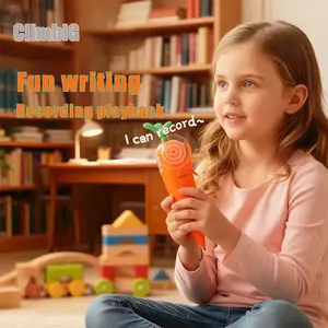 2pcs 60-Second Voice Recorder with Playback & Audio Recorder Pen - Cute Carrot-Shaped Recorder Device, Smooth-Writing Ballpoint Pen - Fun & Creative Gift for Kids, Students, Teachers