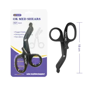 OK TAPE Shears - Bandage Scissors，Medical Scissors, EMT Trauma Shears, Non-Stick Scissors, First Aid Outdoor Stainless Steel Teflon, Black Handle and Black Coated Blades, 1 Packs outdoorfun
