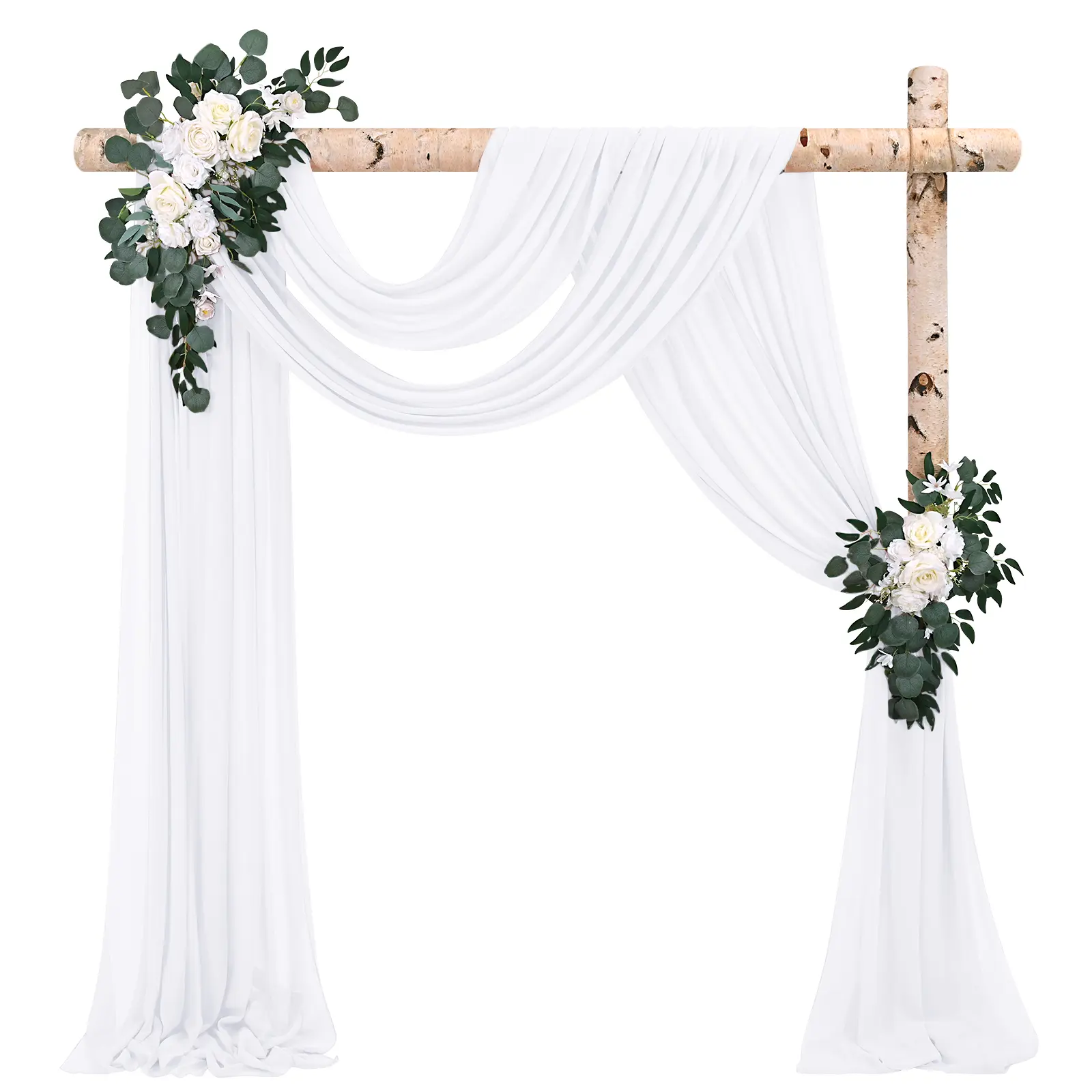 2/4 PC Wedding Arch Draping Fabric 28" x 20Ft Chiffon Sheer Backdrop Curtain for Ceremony Arch, Stage, Church, Party Backdrop, Ceiling Decor Balloon Light，#Outdoor gathering gear #Back-to-school #Halloween