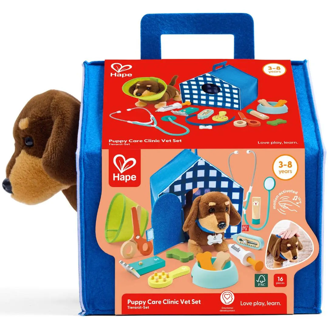 Portable Kids' Vet Pretend Play Set - Interactive Electronic Puppy Toy with Customizable Name Tag, Realistic Vet Care Accessories, Nurturing Skills, Fosters Responsibility, Not for Kids Under 3 Yrs, Customisable Name Tag