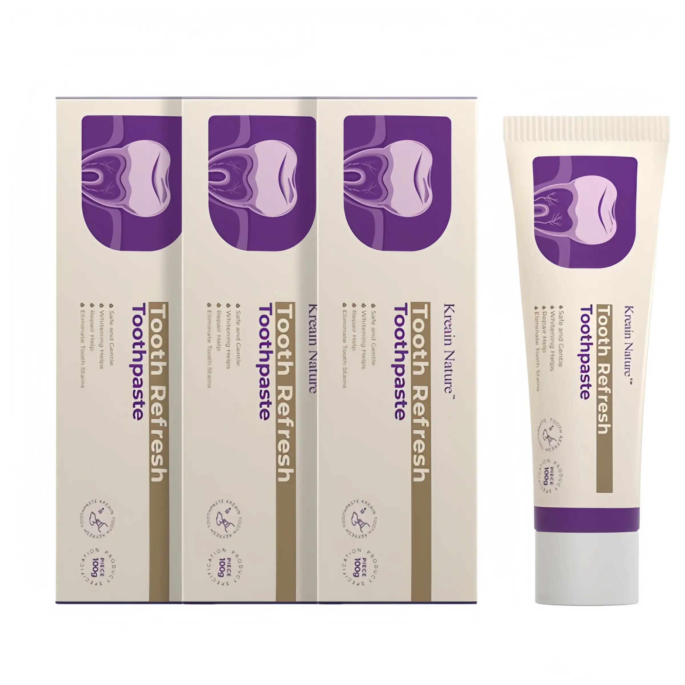 Kreain Nature Tea Tree Hydroxyapatite Toothpaste with Coconut Oil & Mint - 100g, Soothing Whitening Formula for Sensitivity Relief, Stain Removal & Gum Health, Natural Herbs Infused, Cruelty-Free, Sensitive, Oral