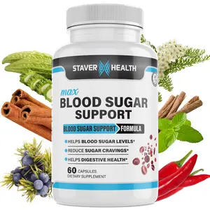 Max Blood Sugar Support - 20 Botanicals & Nutrients To Support Healthy Blood Sugar Complex Supplement Vitamin - 60 Edible Capsules - Heart Health