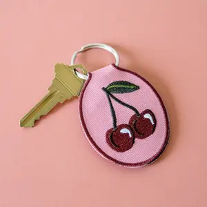 Cherry Embroidered Keychain