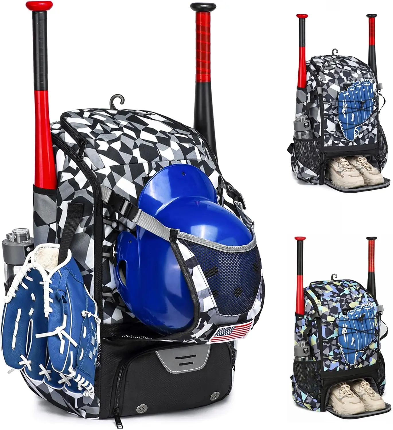 Softball Bag,Softball Bat Bag for Youth Adults,Baseball Bag with Fence Hook for Tball Bat & Equipment,Lightweight Baseball Bat Backpack with Shoe Compartment,Large Main Compartment for Helmet GOTECH