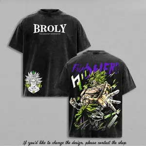 Broly The Legendary T-Shirt Anime Vintage Washed Graphic Tee DBZ Streetwear Heavy Cotton Shirt for Anime Fans Men Women Gym Pump Cover
