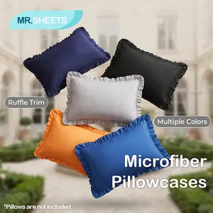 [Memorial Day Sale]NTBAY 2-Piece Ruffle Trim Microfiber Pillowcases, Aesthetic Ruffled Pillow Covers for Shabby Chic Decor, Soft Decorative Bedding with Envelope Closure