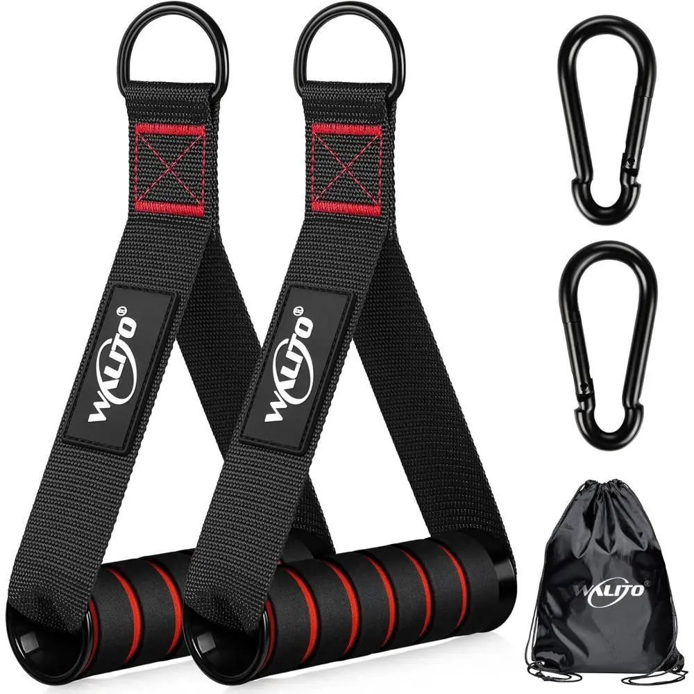 Heavy Duty Exercise Handles, Extra Wide Braided Nylon D-ring Grips with 600 lbs High Load Capacity for Cable Machines, Pulley Systems, Resistance Band Workout, Gym, Home Gym, Functional, Secure Fit, Black, Gym Workouts