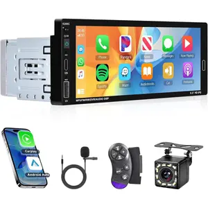 Single Din Car Radio with Carplay & Android Auto,6.86 Inch HD Touchscreen with Bluetooth Handsfree Mirror Link Voice Control FM EQ SWC AUX/TF/USB/MIC + Backup Camera