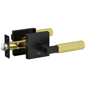 Luxury Black/Gold Door Handle, Privacy Door Lock For Bedroom & Bathroom