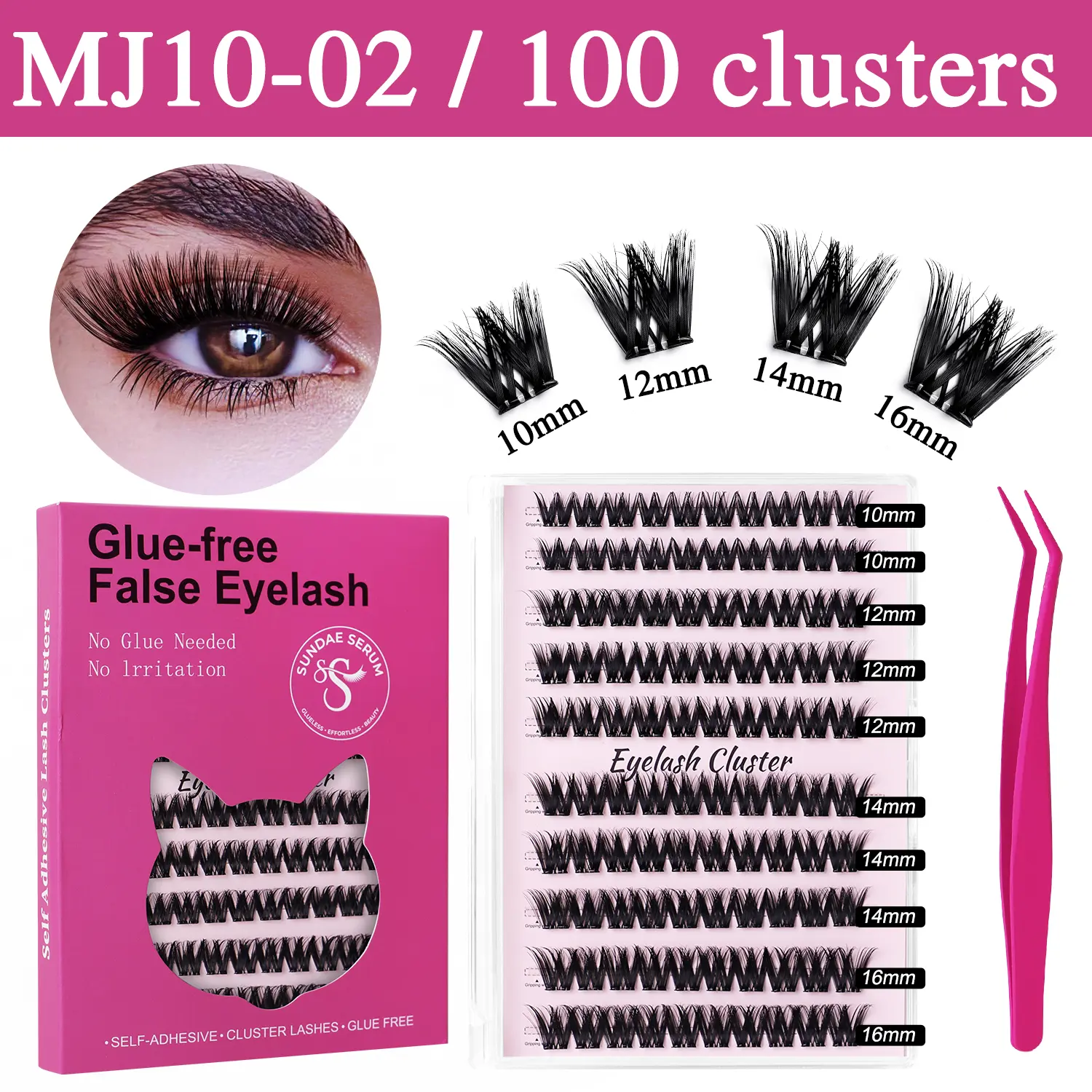 Upgraded 100Pcs-120Pcs Pre-Bonded Glue-Free Lash Cluster Kit, Press-On Self Adhesive Wispy DIY C Curl False Eyelashes, 10-16mm Clusters Lashes for Adults Summer Makeup (Beauty & Personal Care), Self Adhesive Eyelashes, Cluster Lashes Kit campingessentials