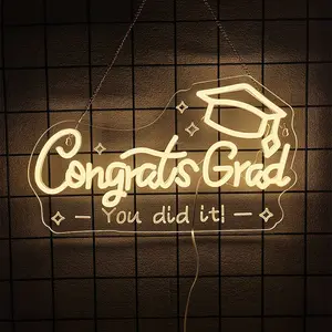 Congrats Neon Sign for Backdrop Graduation Decor Graduation Led Neon Lights for Wall Decor Home Bar Prom Celebration Gifts Congraduation Light Up Sign Lamp