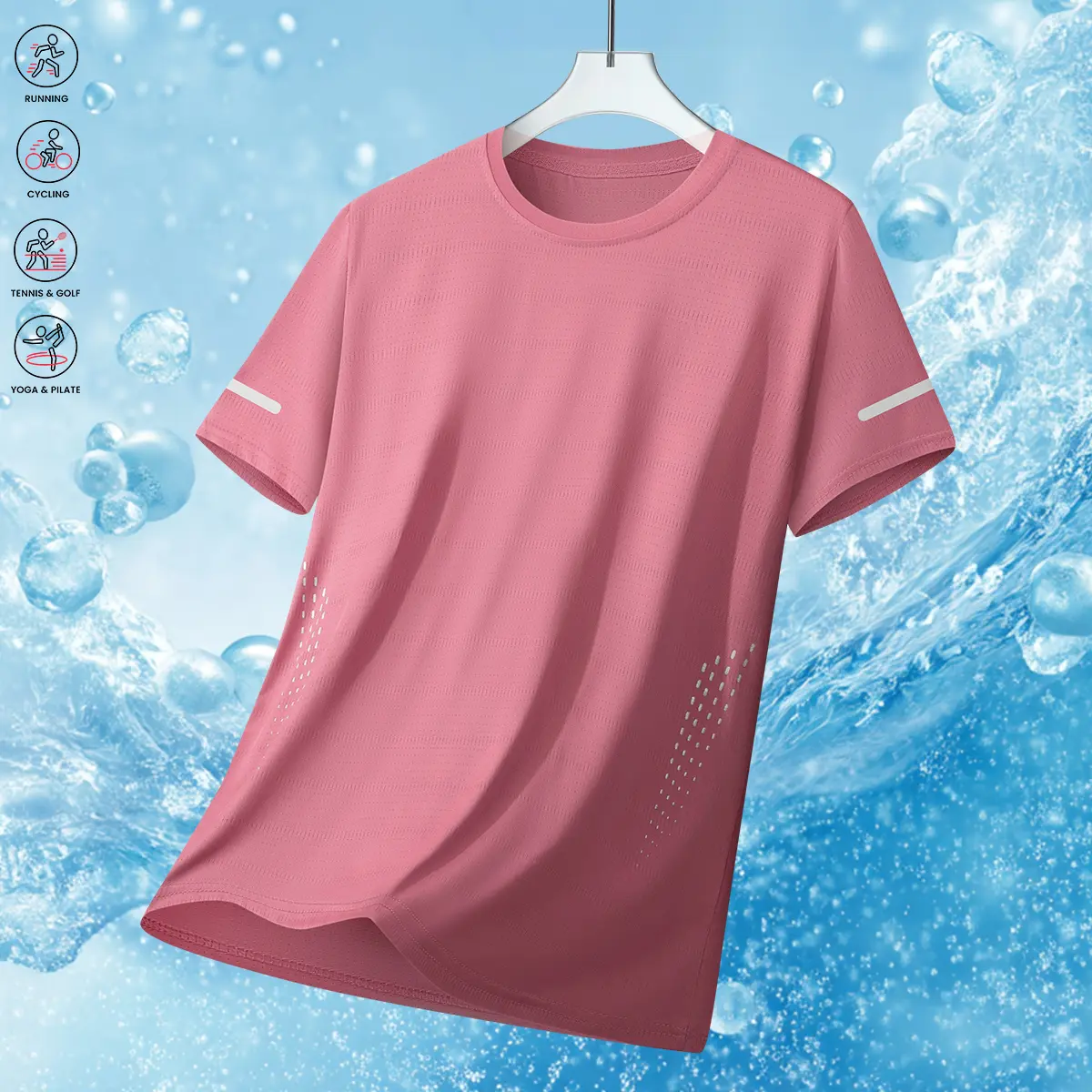 Women’s summer short-sleeve running T-shirt, solid color, casual sporty style, comfortable and breathable crew neck—ideal for gym training and outdoor sports. Summer professional running training top, lightweight breathable short-sleeve fitness apparel fo