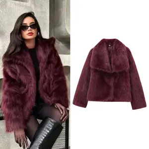 European and American winter coat lapel women's top plus size loose short