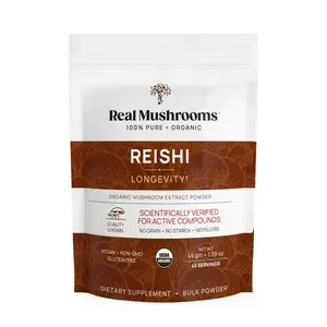 Organic Reishi Mushroom Powder – 45g or 100g Pouch 1000mg per Serving USDA Certified Vegan Non-GMO Gluten-Free