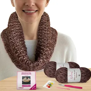 KnitPal Weekend Wrap Crochet Kit | Cozy Oversized Wrap | Cotton Blend Yarn, Crochet Hook | Pattern & Video Guide | Confident Beginner