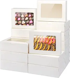 20pcs White Cookie Boxes with Window, Pastry Boxes for Gift Giving, Treat Boxes for Bread, Donuts, Valentine's Day, Women's Day, Mother's Day, Christmas, and Holiday Gatherings.