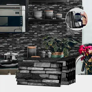 10/20/30PCS D-HTP Self-Adhesive Epoxy Black Marble Tile Stickers | Waterproof Moisture-Proof Oil-Proof Removable for Bedroom Office Kitchen Bathroom Furniture Renovation Decorative Wall Sticker Home Decor