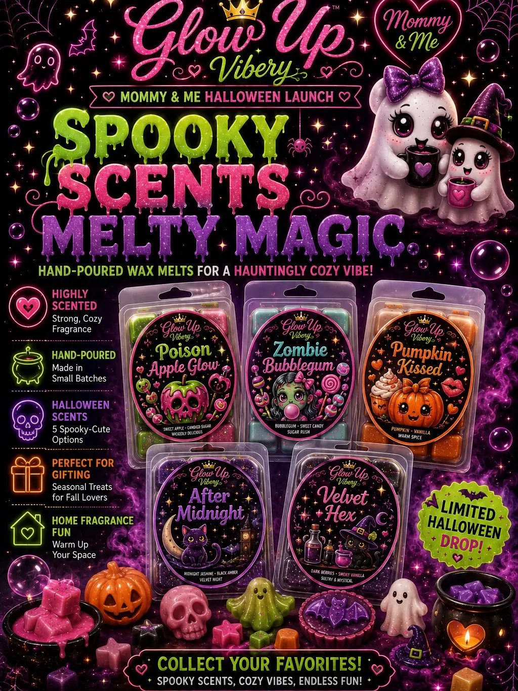 Glow Up Vibery Halloween Scented Wax Melts, 1 oz, 6-Piece Home Fragrance