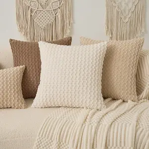 1 Piece No Fill Pillow Cover, Bubble Velvet Texture, Fashionable Comfortable Easy Maintenance Large Grain, Home Sofa Bed Restaurant Bedroom Cushion Case