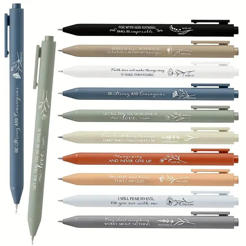 Bible Verse Printed Ballpoint Pen, 10pcs/set Ballpen Set Inspirational Ballpoint Pen, Smooth Writing Pen for Home School Office, Gift for Men & Women, Office School Supplies, Office Stationery