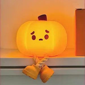 Cute Pumpkin Design Night Light, USB Rechargeable Pat Light, Universal Novelty Lighting for Home Bedroom Living Room Decor