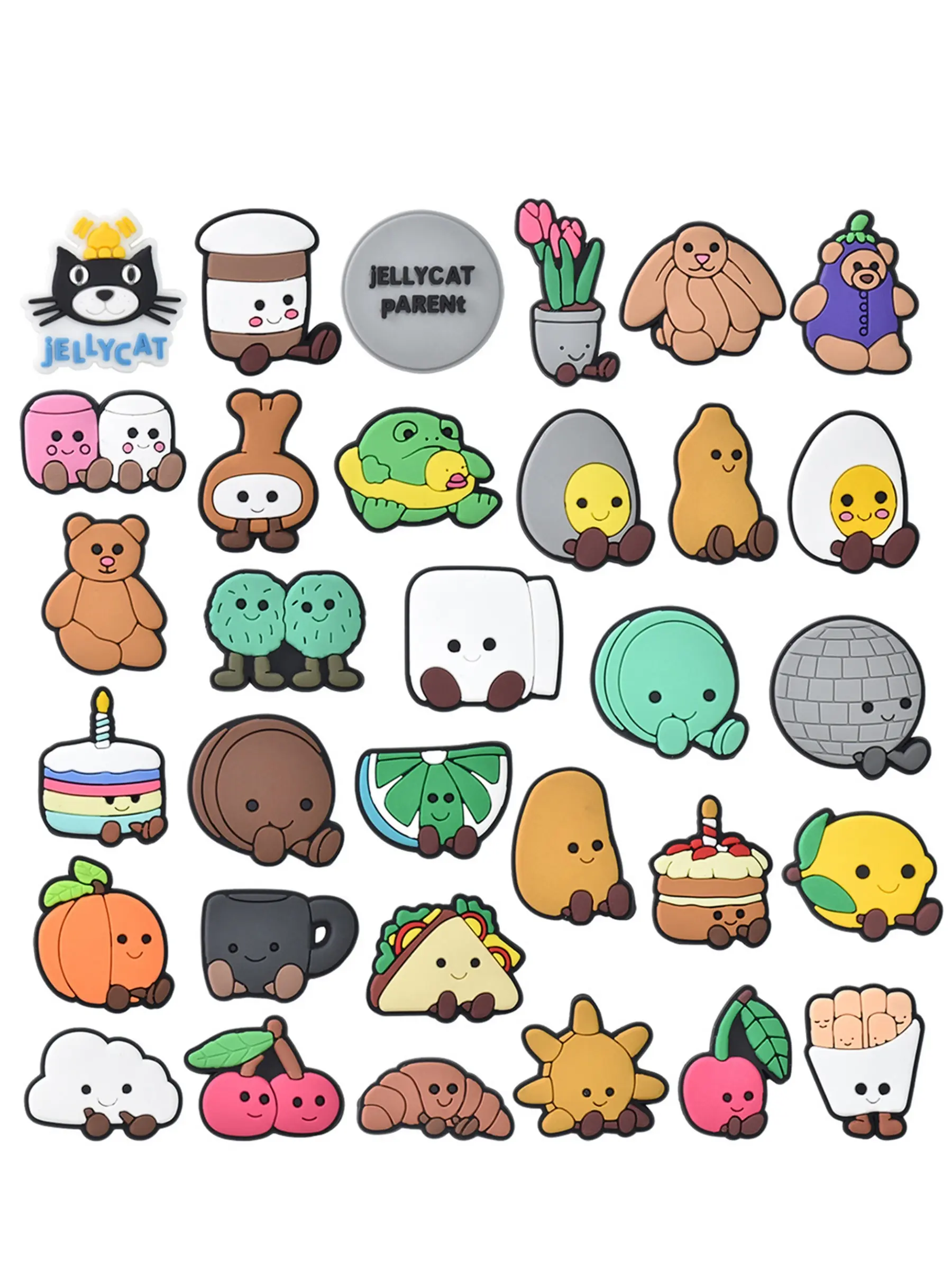 25/32 Pieces Animal and Fruit Jellycat Design Sandal Shoe Decor, Cute Cartoon Pattern, High-Quality Trendy Shoe Accessories, Perfect Christmas Gift