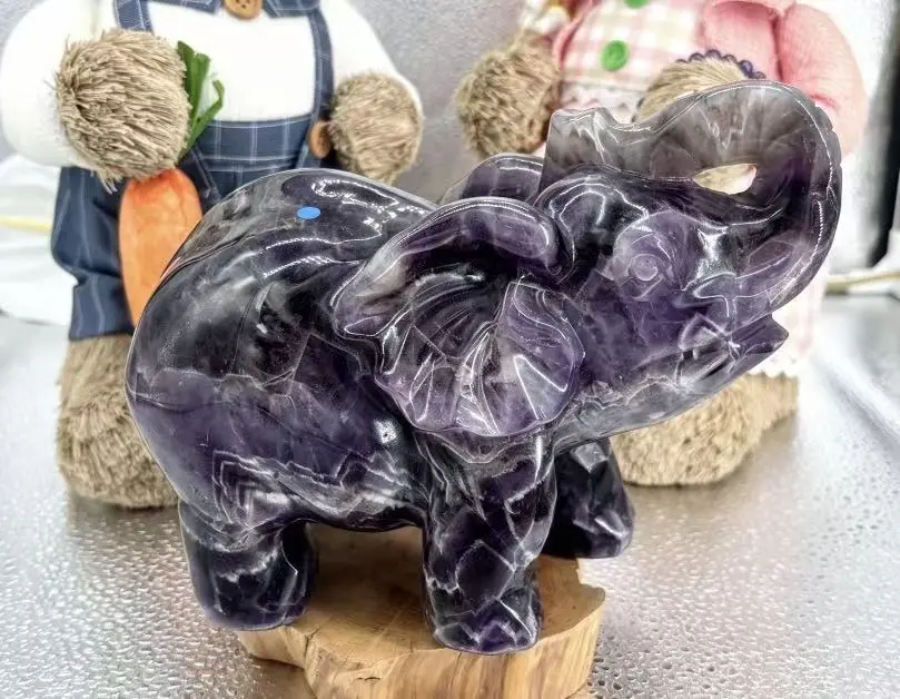 dreamy amethyst crystal carving elephant carving in crystal purple