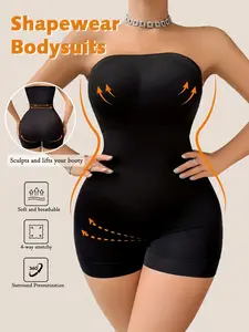 1 Count Women's Comfortable Sculpting Jumpsuit, Full Silhouette Bodysuit with Butt Lifting Tummy Control, Solid Color Contouring Body Shaper, Seamless Strapless Shapewear Underwear, Suitable For Various Occasions & Casual Outings