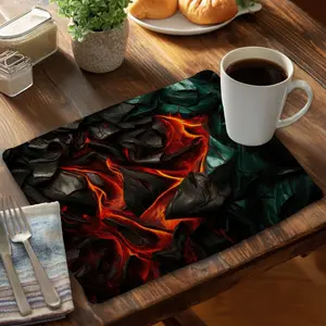 212 MAIN Green Braided Polyester Placemat, 14x18 in, Imminent Rupture Design, Stylish Kitchen Tableware with Coasters for Table, Ideal for Home Use